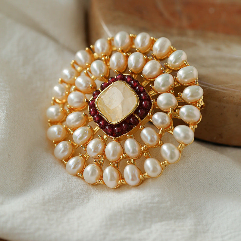 Art Deco Pearl Brooch – Baroque Flora style, freshwater pearl display | The Civilis
