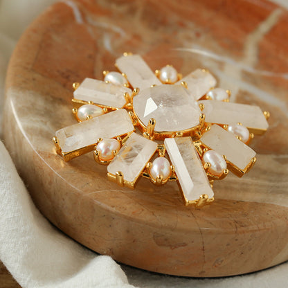 Art Deco Crystal Brooch – Celestial Solstice baguette crystal detail shot | The Civilis