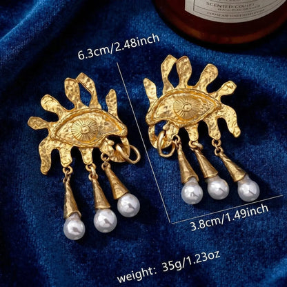 Pegasus drop earrings size chart, 6.5cm x 3.8cm dimensions, 26g per pair