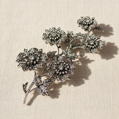 Side View of Large Flower Branch Brooch showing Intricate Craftsmanship and Texture.