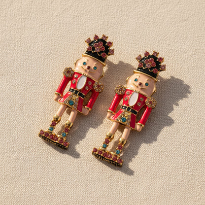 Vintage Nutcracker Soldier Earrings , full view