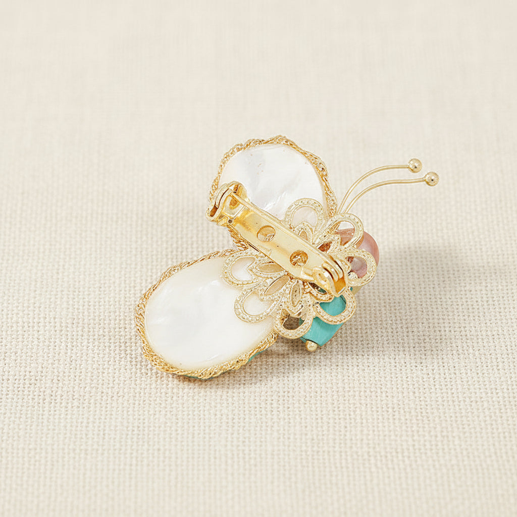 Detailed Back View of the Butterfly Pin showing Secure Fastener and Craftsmanship.